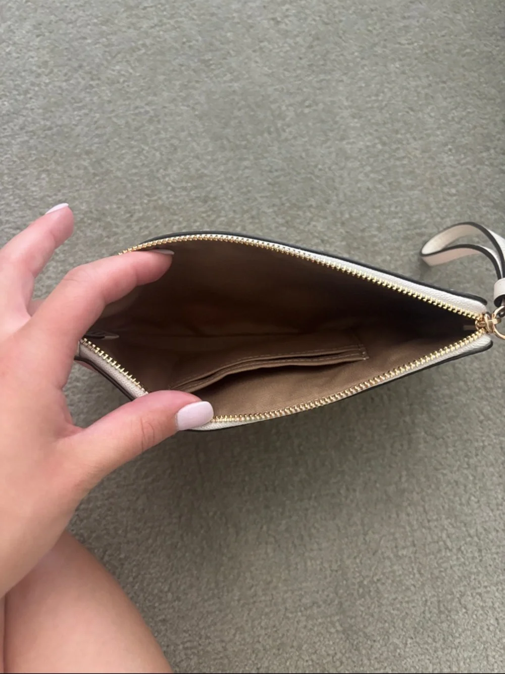 Coach Floral Leather Zip Wristlet in White with Pastel Accents